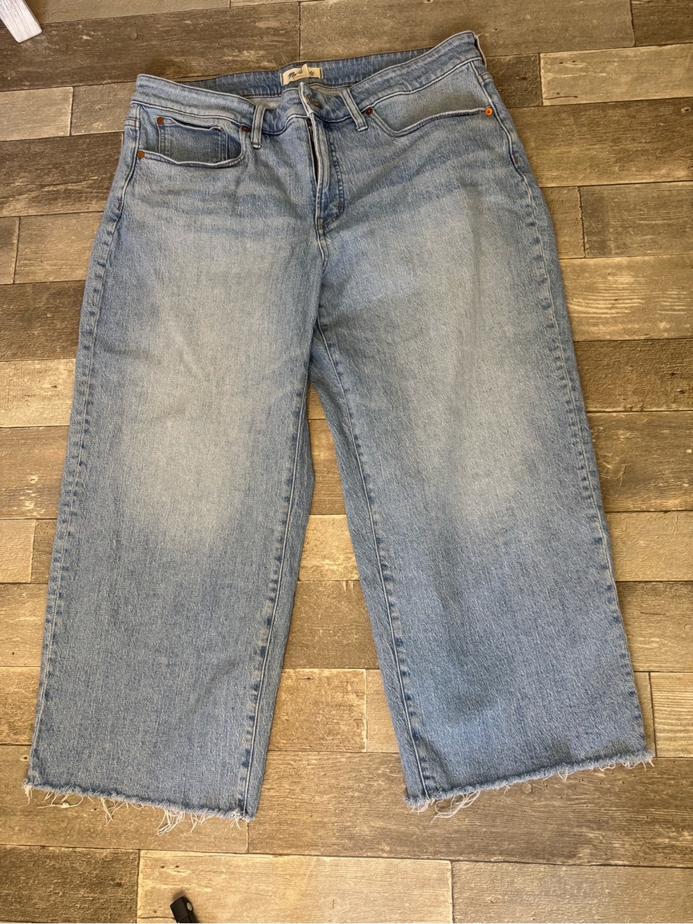 Madewell Light Blue Boyfriend Wide-Leg Crop Jeans
